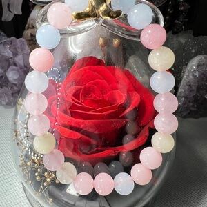 8MM Morganite Multicolor Beaded Bracelet 6.5" Natural Crystal Ladies Love Stone